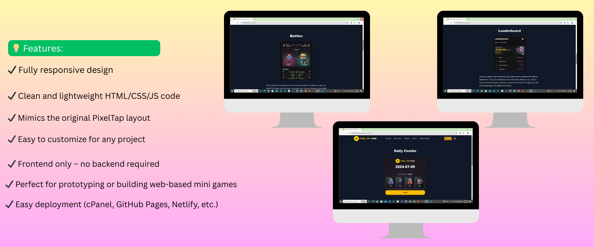 🖼️ PixelTap Website Clone