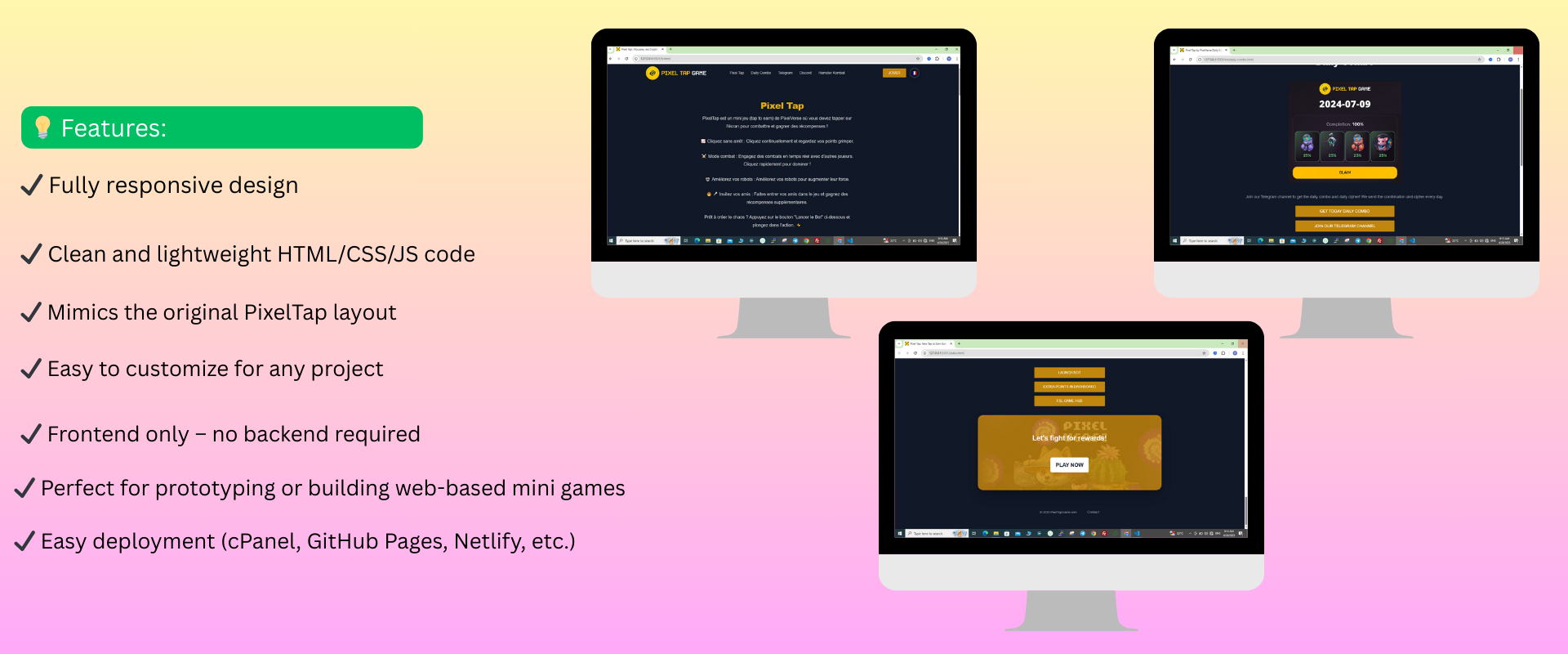 🖼️ PixelTap Website Clone